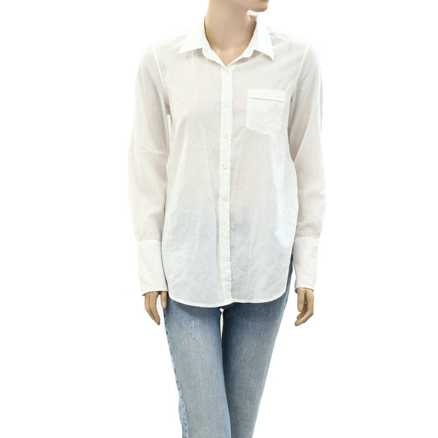 Nili Lotan Cotton Voile NL Buttondown Shirt Blouse Top S