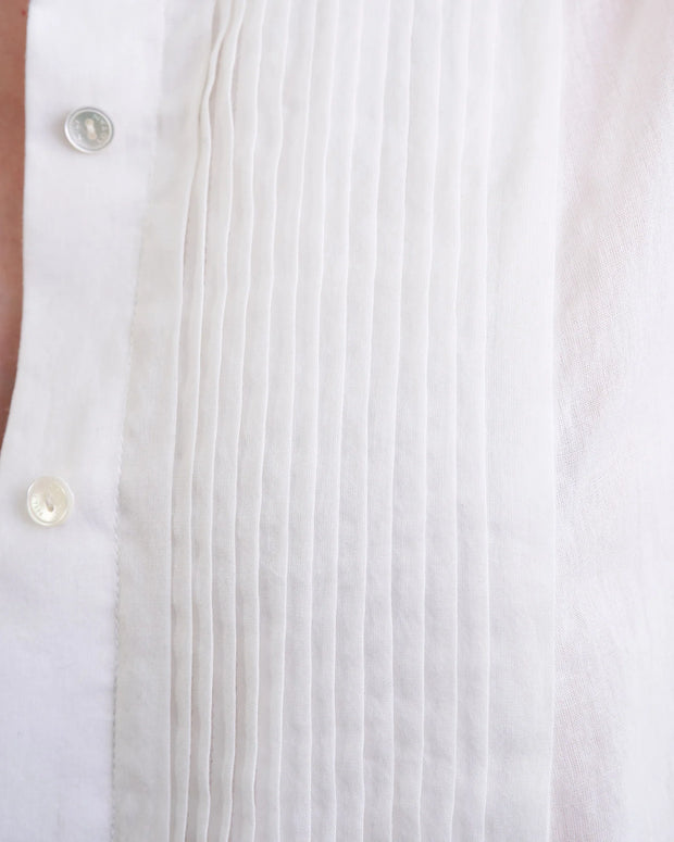 Nili Lotan Daniel Pintucked Cotton-Voile Shirt Top