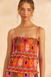 Farm Rio Anthropologie Coral Summer Sun Mini Dress XXS