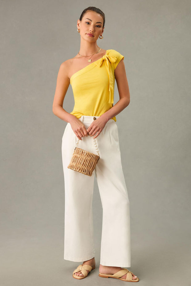 Anthropologie Maeve One-Shoulder Bow Blouse Top XXS
