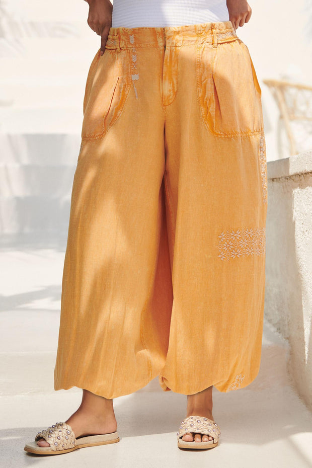 By Anthropologie Embroidered Parachute Pants L