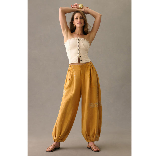 By Anthropologie Embroidered Parachute Pants L