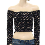 Pins & Needles Urban Outfitters Smocked Long Sleeve Bardot Cropped Top XL