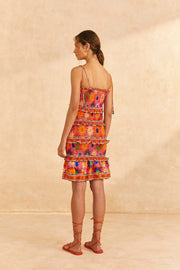 Farm Rio Anthropologie Coral Summer Sun Mini Dress XXS