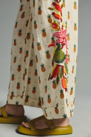 Farm Rio Anthropologie Linen Pineapple Printed Pants S