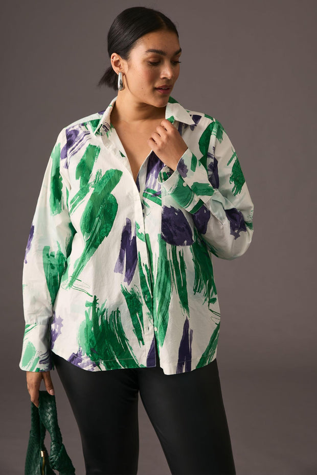 Maeve Anthropologie Printed Buttondown Shirt Top S