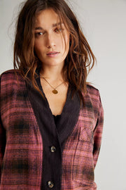Free People We The Free Cardi Plaid Shirt Tunic Top XS