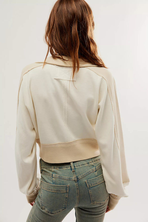 Free People We The Free Asher Track Zip Up Jacket Cropped Top XS