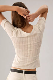 Anthropologie Pilcro Pointelle Scoop-Neck Tee Blouse Top