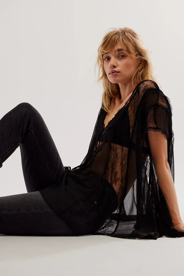 Free People Farrah Lace Tunic Top