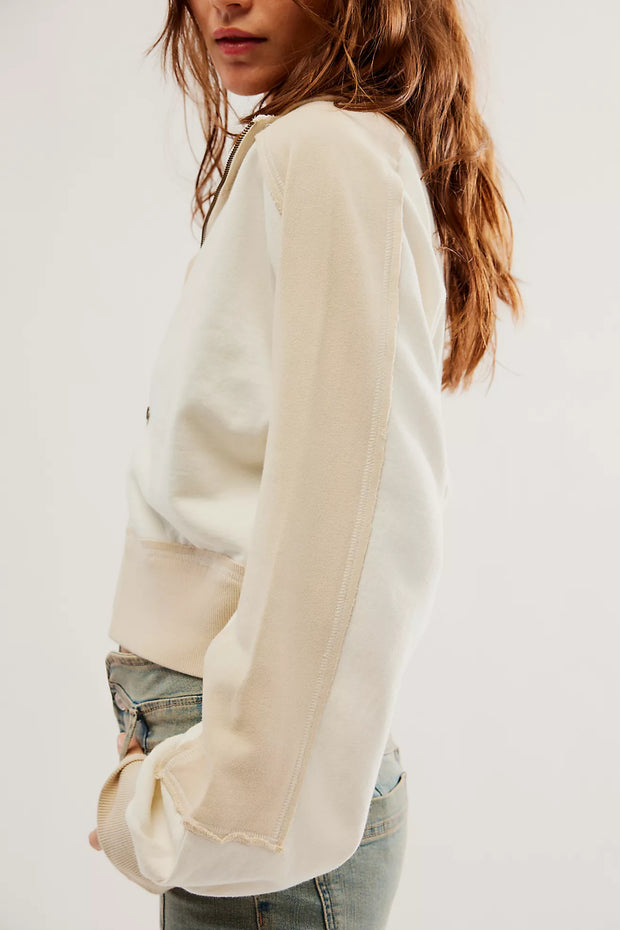 Free People We The Free Asher Track Zip Up Jacket Cropped Top XS