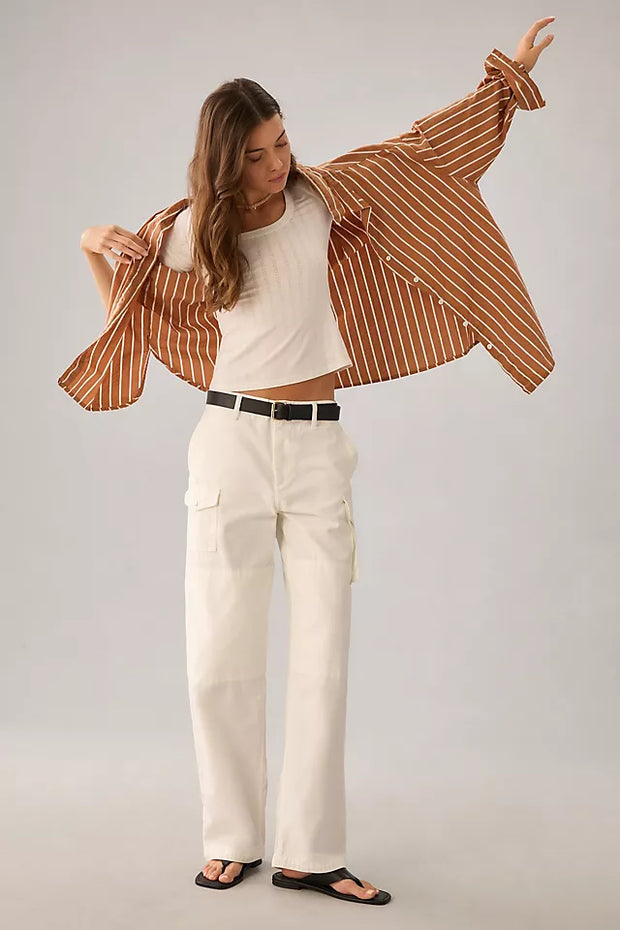 Anthropologie Pilcro Pointelle Scoop-Neck Tee Blouse Top