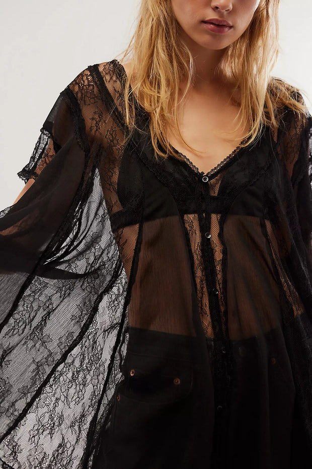 Free People Farrah Lace Tunic Top