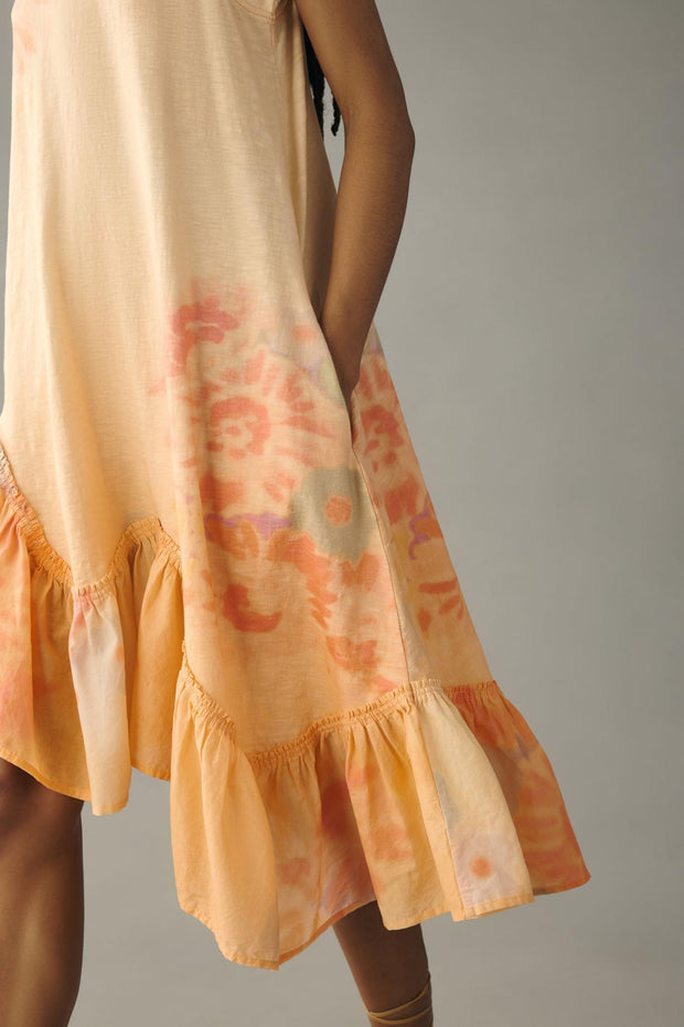 Daily Practice by Anthropologie Printed Asymmetrical Ruffle-Hem Dress