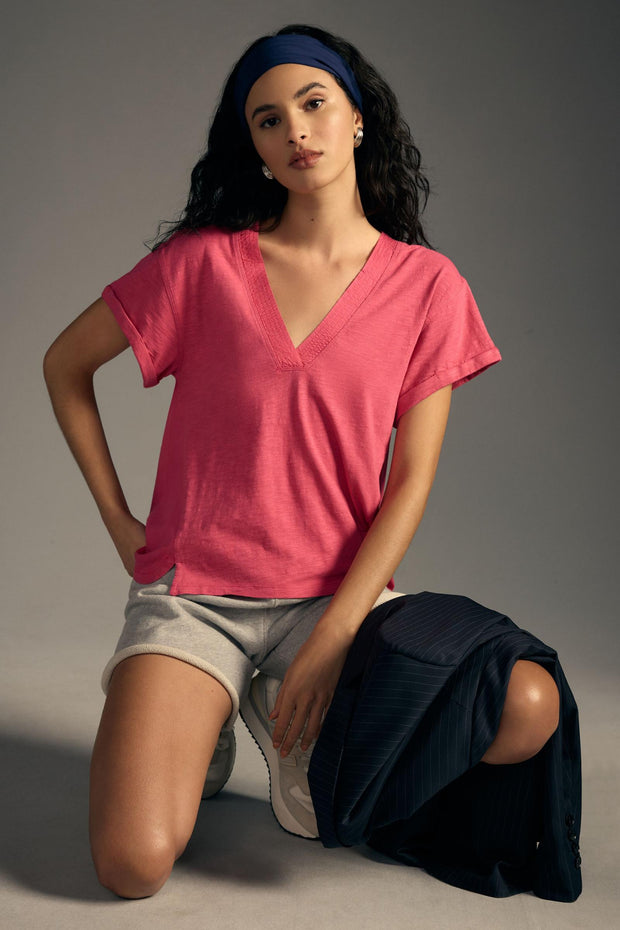 Daily Practice by Anthropologie V-Neck Short-Sleeve Tee Tunic Top