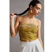 By Anthropologie Embroidered & Beaded Tube Blouse Top