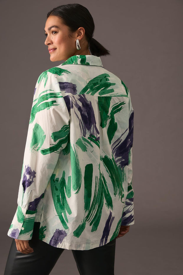 Maeve Anthropologie Printed Buttondown Shirt Top S