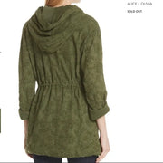 Alice + Olivia Marna Embroidered Hooded Parka Jacket Top M