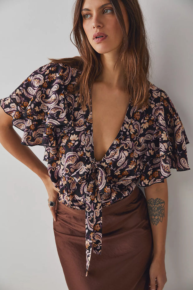 Intimately Free People Call Me Later Printed Bodysuit Top S