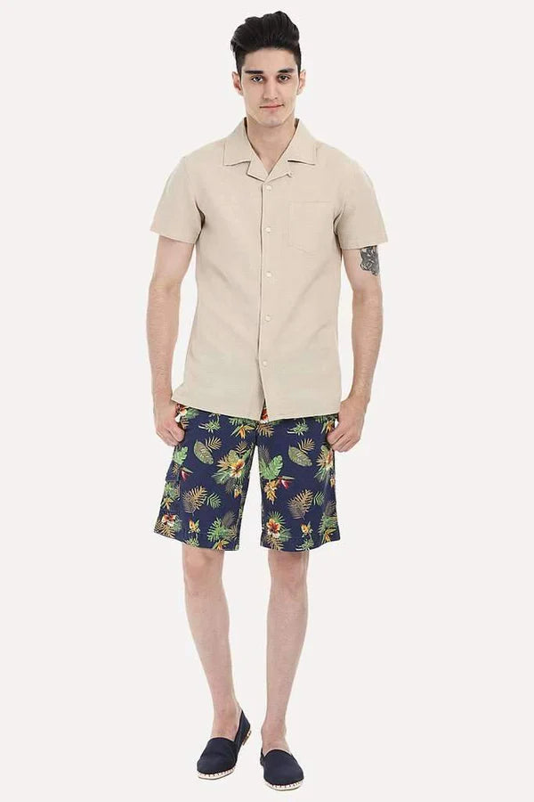 Brinell Printed Cotton Twill Enzyme Washed Shorts Men's