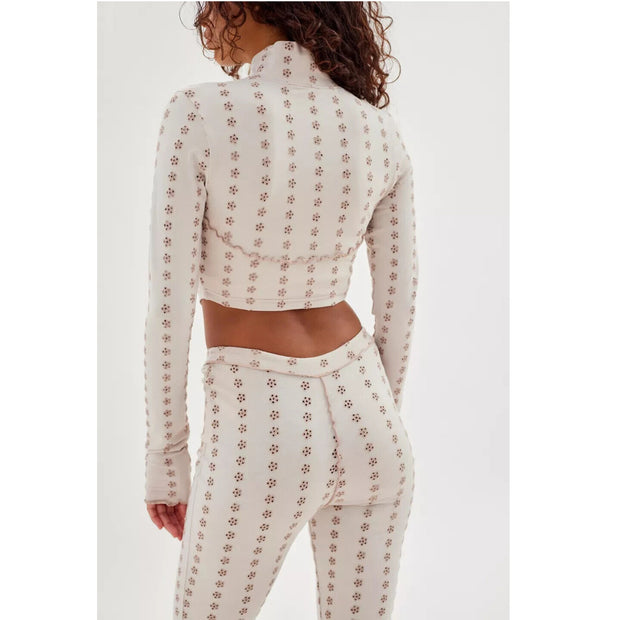 Out From Under Urban Outfitters Tansy Eyelet Floral Zip-Up Jacket Top