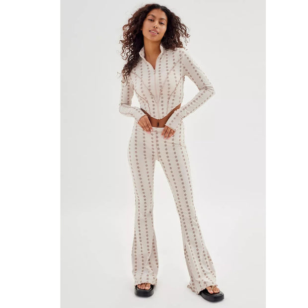 Out From Under Urban Outfitters Tansy Eyelet Floral Zip-Up Jacket Top