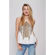 Free People Smoke Screen Tank Sequin Embellished Blouse Top XS
