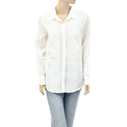 Nili Lotan Eyelet Embroidered Buttondown Shirt Tunic Top M