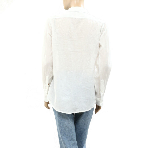 Nili Lotan Eyelet Embroidered Buttondown Shirt Tunic Top M