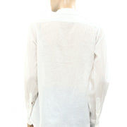 Nili Lotan Eyelet Embroidered Buttondown Shirt Tunic Top M