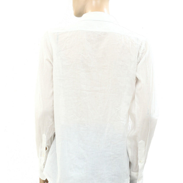 Nili Lotan Eyelet Embroidered Buttondown Shirt Tunic Top M