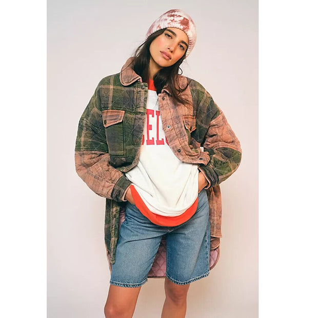 Free People Sammi Shirt Quilted Plaid Buttondown Jacket Top
