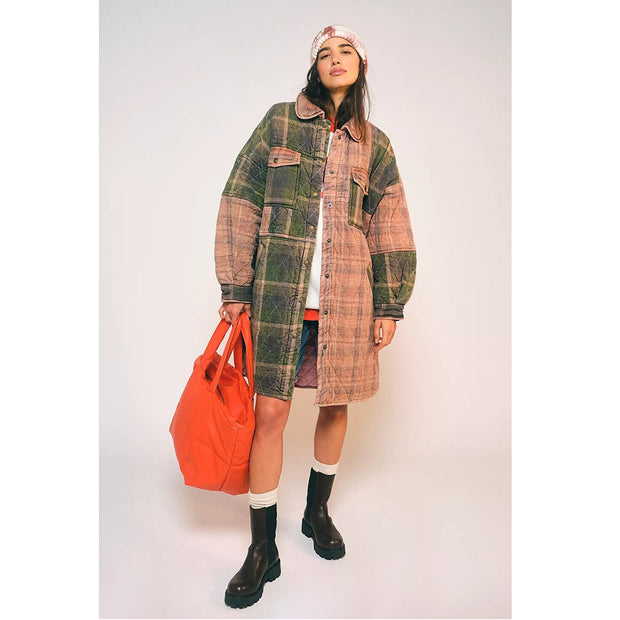 Free People Sammi Shirt Quilted Plaid Buttondown Jacket Top