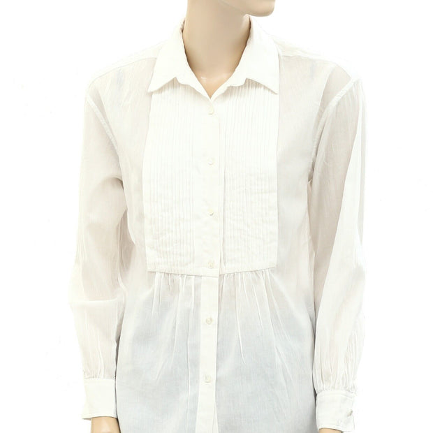 Nili Lotan Daniel Pintucked Cotton-Voile Shirt Top