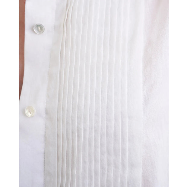 Nili Lotan Daniel Voile Tuxedo Pintucked Buttondown Tunic Shirt Top