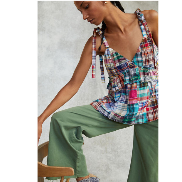 Pilcro Anthropologie Patchwork V-Neck Tank Blouse Top M