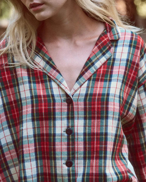 The Great Buttondown Cotton Check Collared Flannel Plaid Shirt Top XS-0