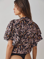 Intimately Free People Call Me Later Printed Bodysuit Top S