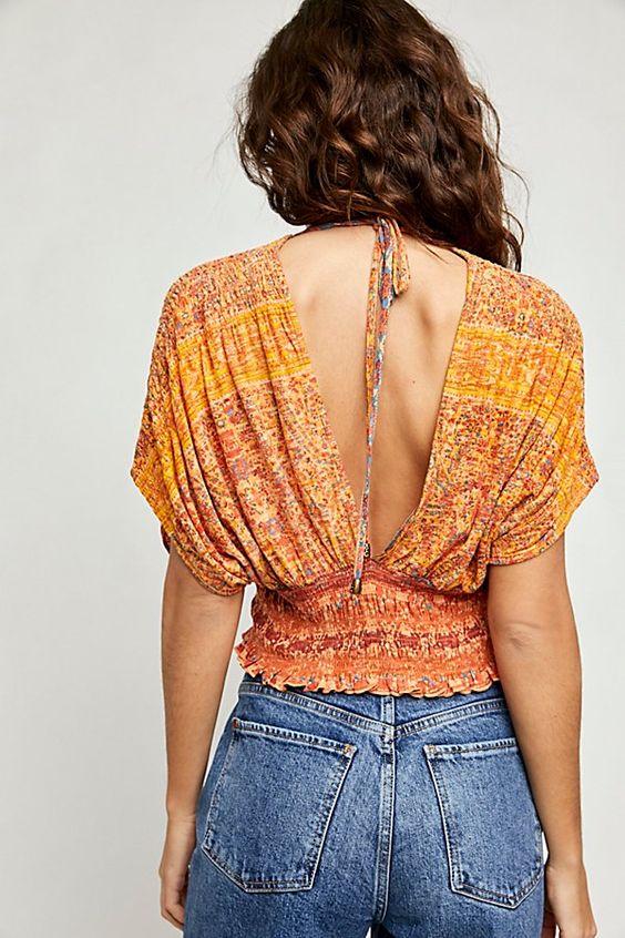 Free People Next Vacation Blouse Cropped Top S