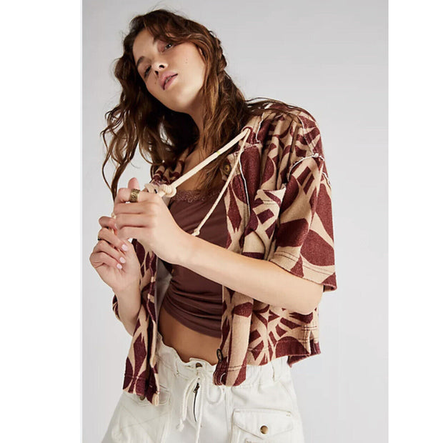 Free People We The Free Terry Cardi Hoodie Pullover Top L