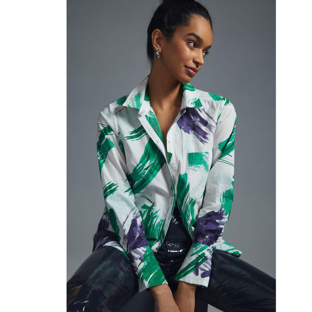 Maeve Anthropologie Printed Buttondown Shirt Top S