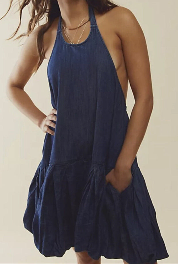 Free People Denim Bubble Mini Dress