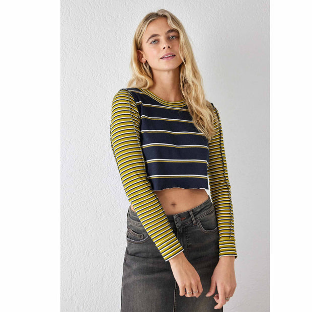 BDG Urban Outfitters Seb Spliced Stripe Tee Cropped Top M