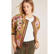 Anthropologie Maeve Needlepoint Bomber Jacket Top S