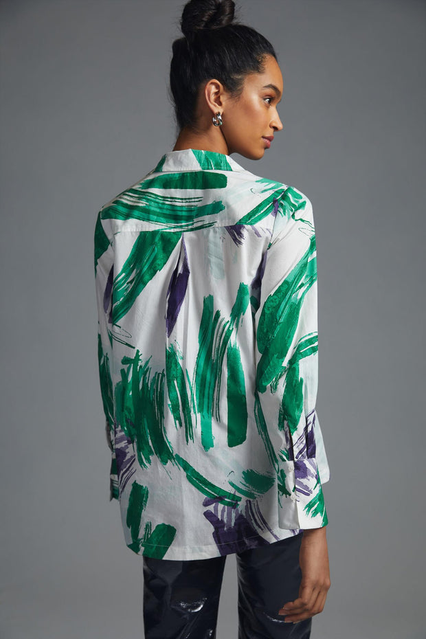 Maeve Anthropologie Printed Buttondown Shirt Top S