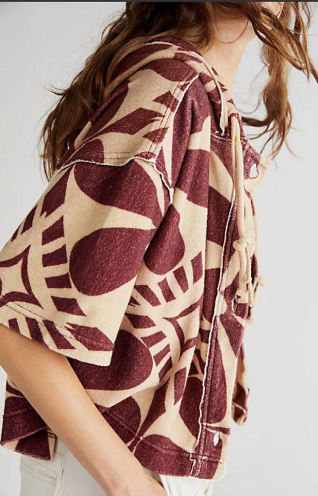 Free People We The Free Terry Cardi Hoodie Pullover Top L