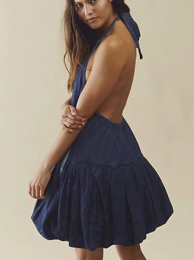 Free People Denim Bubble Mini Dress
