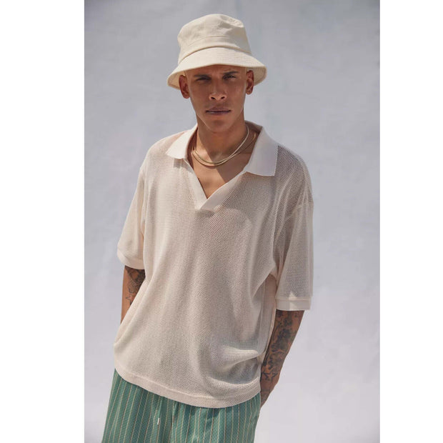 Urban Outfitters Standard Cloth Angus Mesh Popover Polo Shirt Men's