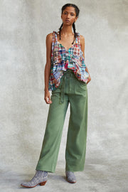 Pilcro Anthropologie Patchwork V-Neck Tank Blouse Top M