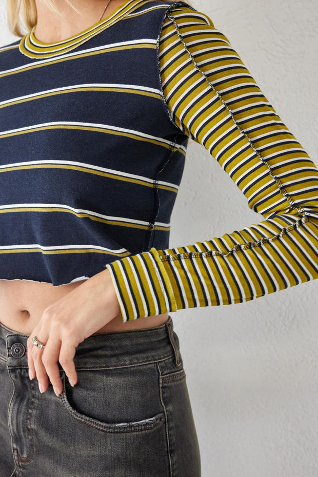 BDG Urban Outfitters Seb Spliced Stripe Tee Cropped Top M
